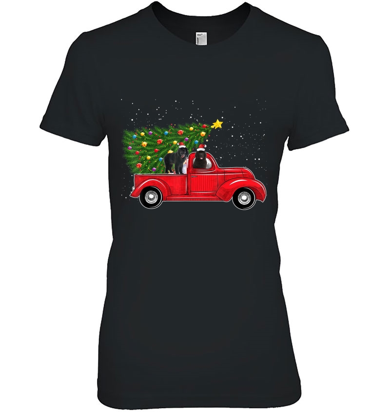 Newfoundland Dog Christmas On Red Car Truck Xmas Tree Dog Hoodie