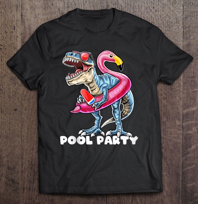 Pool Party T Rex Dinosaur Flamingo Float Summer Beach Gift Tank Top Shirt