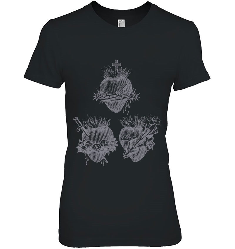 Sacred Heart Of Jesus And Immaculate Heart Of Mary 3 Joseph Ladies Tee