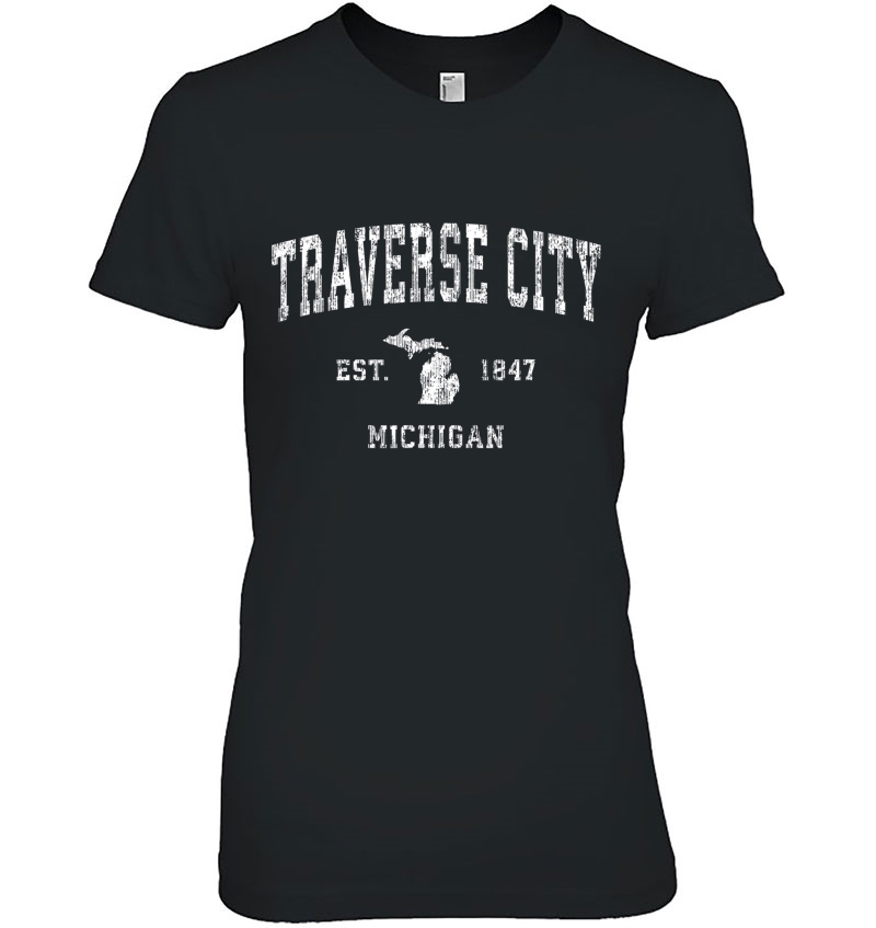 Traverse City Michigan Mi Vintage Athletic Sports Design Ladies Tee