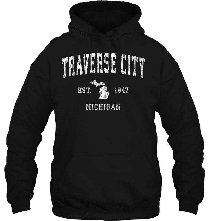 Traverse City Michigan Mi Vintage Athletic Sports Design Hoodie