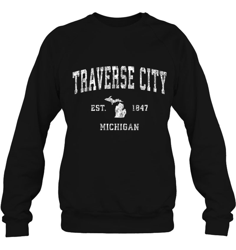 Traverse City Michigan Mi Vintage Athletic Sports Design Sweatshirt