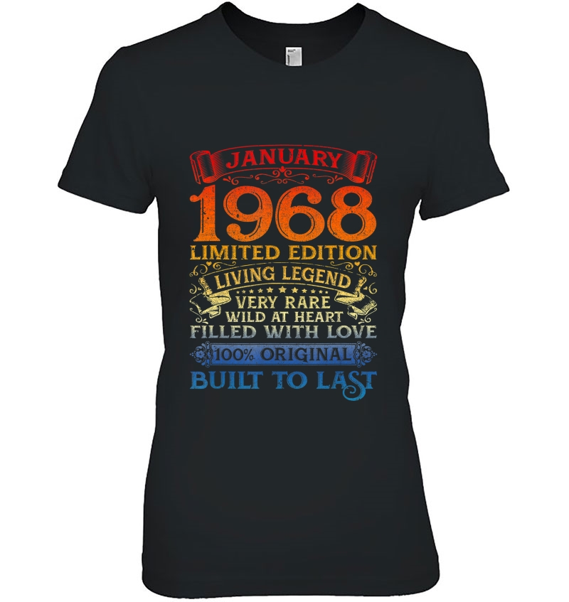 Vintage 52 Yrs Old January 1968 52Nd Bday Gift Mens Womens Ladies Tee