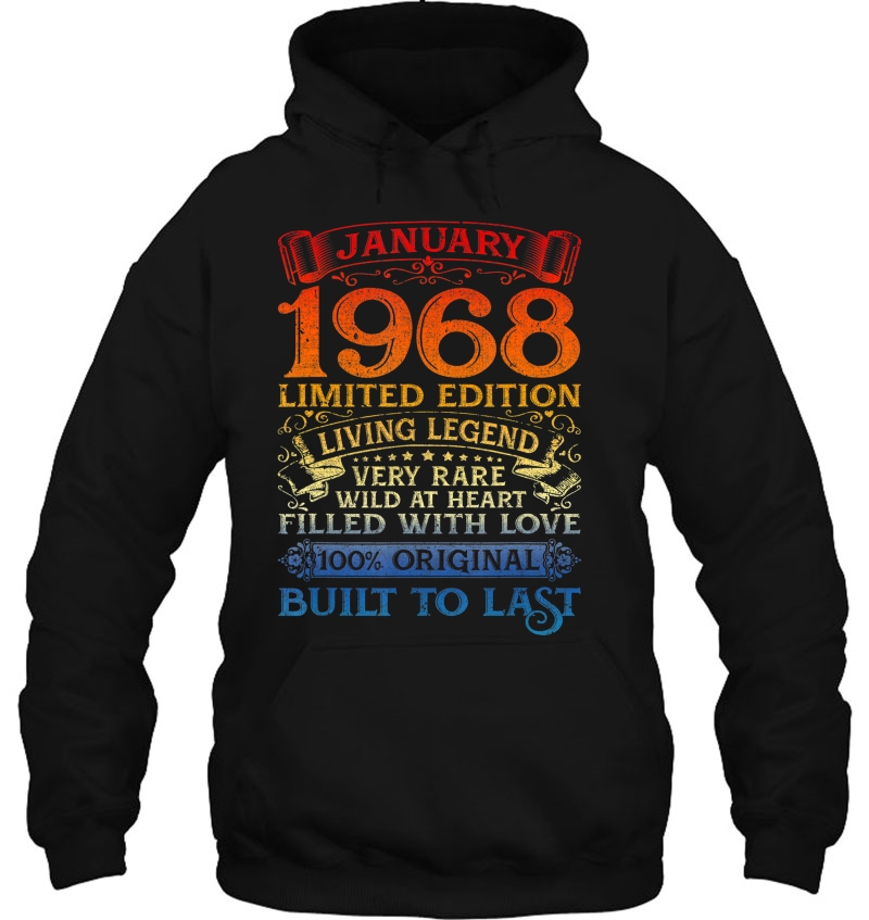 Vintage 52 Yrs Old January 1968 52Nd Bday Gift Mens Womens Hoodie
