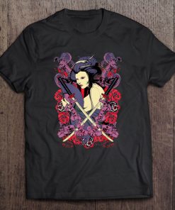 Vintage Japanese Kawaii Geisha Shirt Girl In Kimono Tee