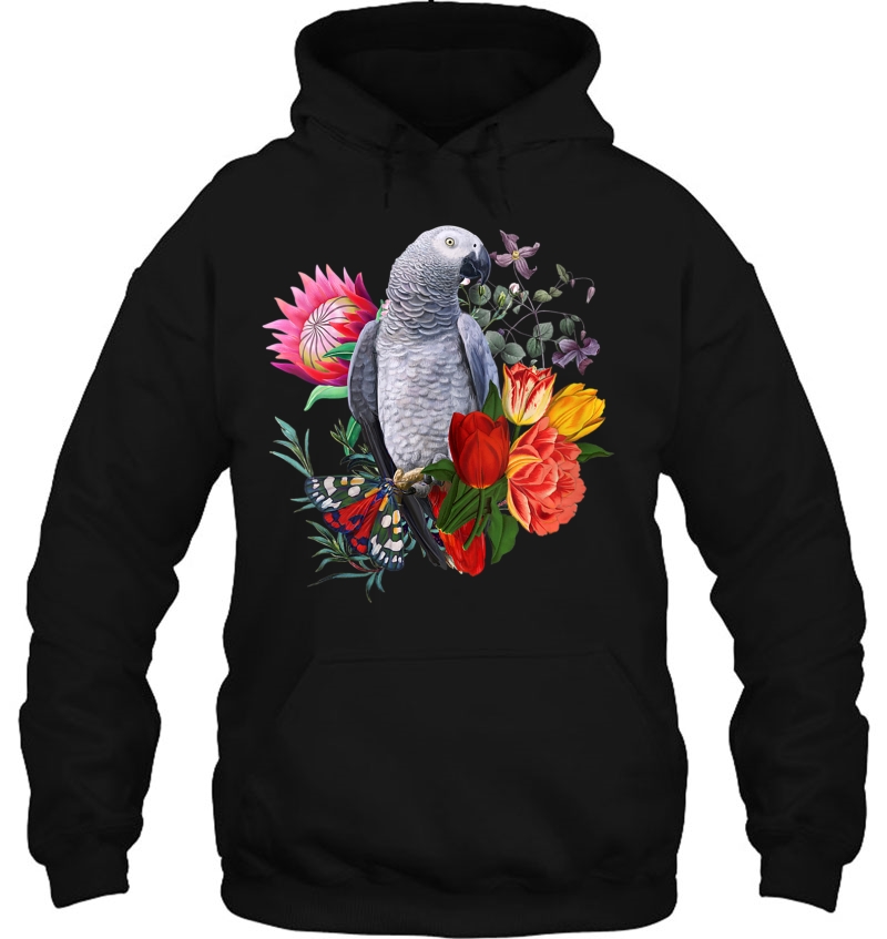 Womens African Grey Parrot With Flowers And Butterfly Cute Gift Mugs