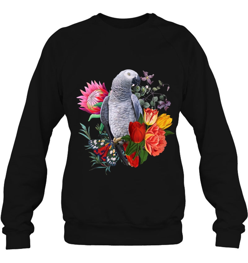 Womens African Grey Parrot With Flowers And Butterfly Cute Gift Mugs