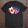 Womens Canadian Americans Flag America Canada Usa Flag Heart Tee