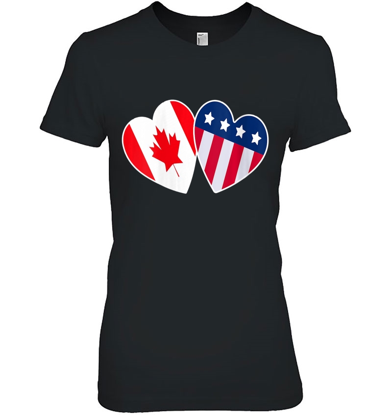 Womens Canadian Americans Flag America Canada Usa Flag Heart Hoodie