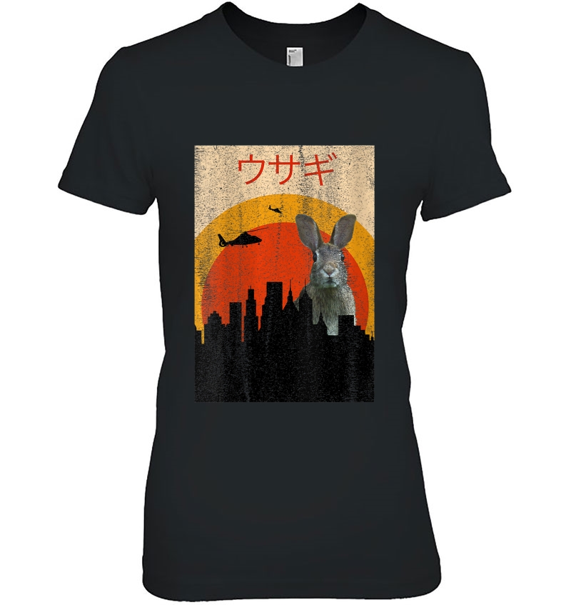 Womens Japanese Movie Poster Bunny Rabbit Vintage Horror Pet Zilla Ladies Tee