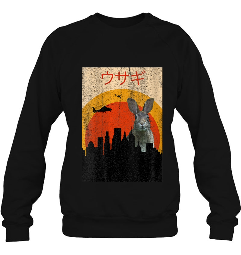 Womens Japanese Movie Poster Bunny Rabbit Vintage Horror Pet Zilla Sweatshirt