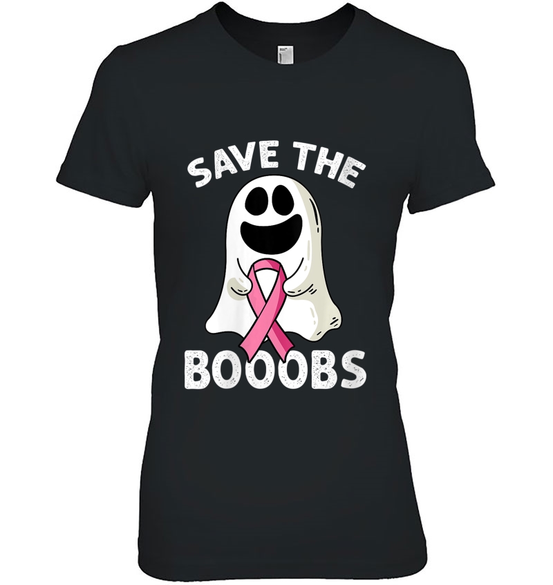 Womens Save The Boooobs Funny Ghost Breast Cancer Awareness Hoodie