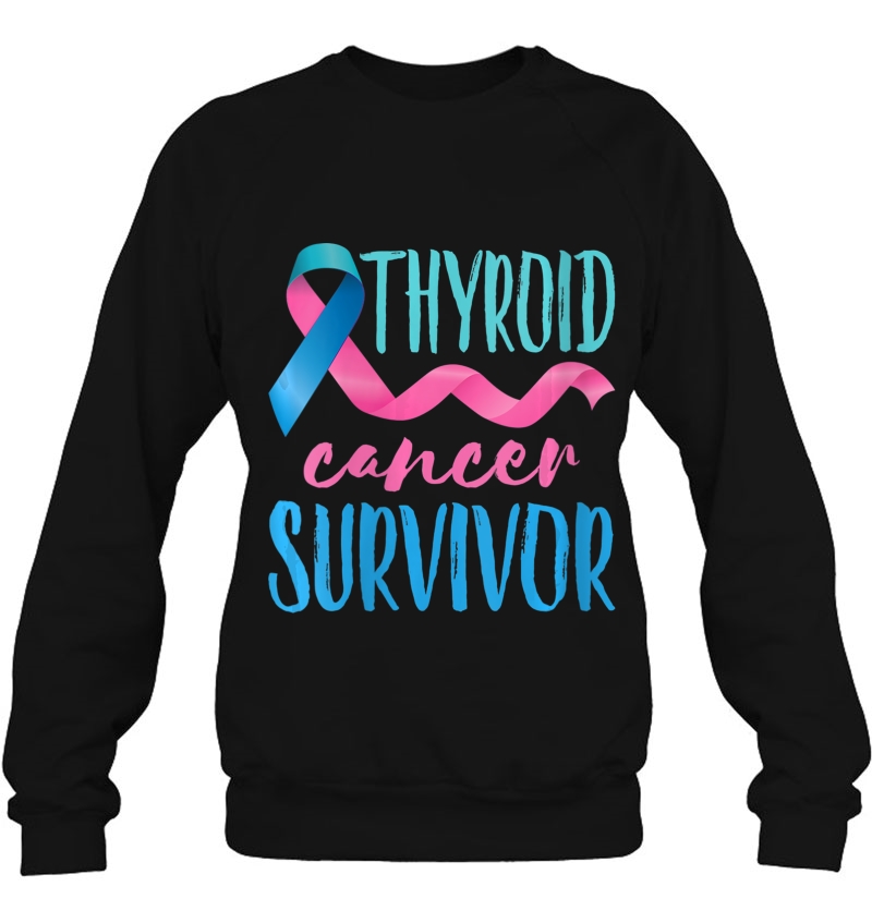 Womens Thyroid Cancer Survivor Awareness Ribbon Teal Pink Blue Mugs