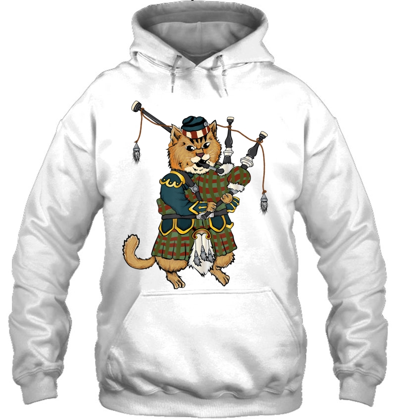 Cat With Bagpipe I Scottish Uniform Music Kilt Gift Hoodie