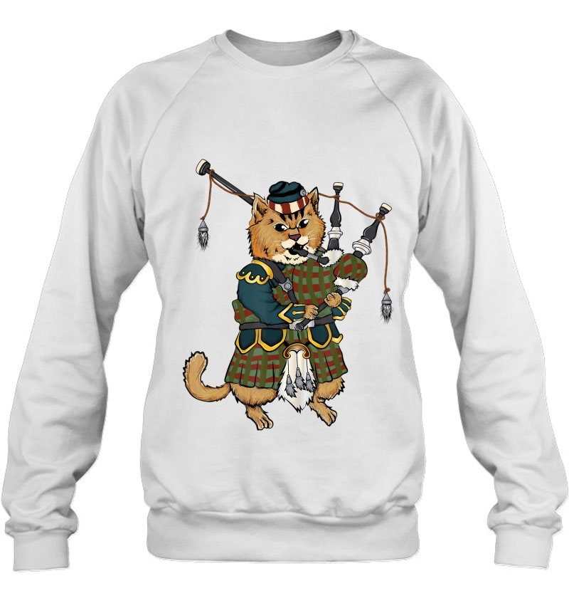 Cat With Bagpipe I Scottish Uniform Music Kilt Gift Sweatshirt