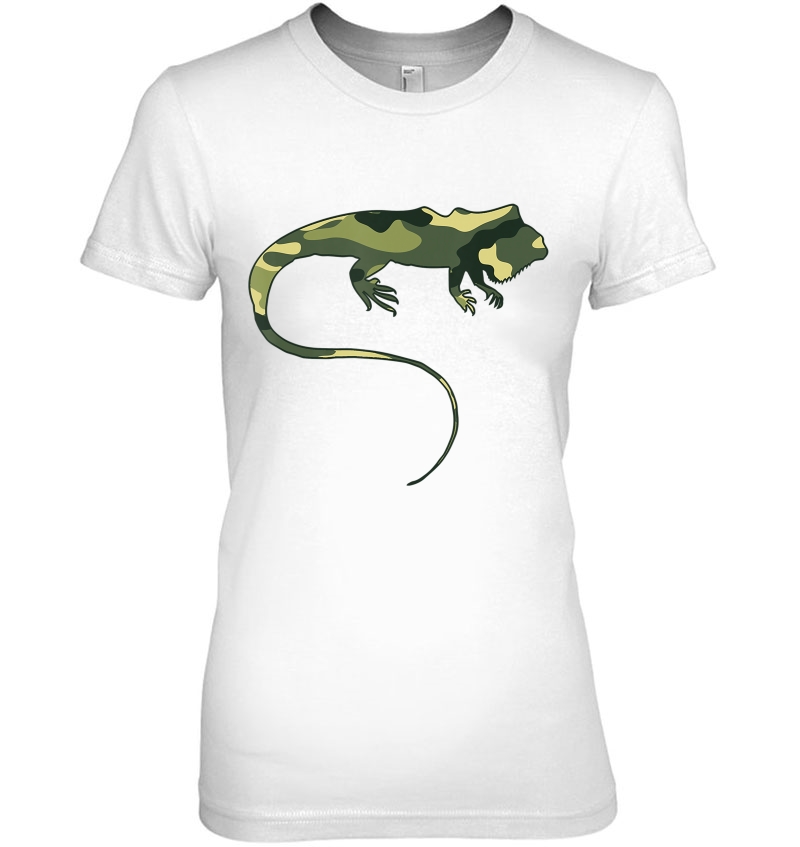 Military Iguana Camo Men Print Us Lizard Animal Veteran Gift Ladies Tee