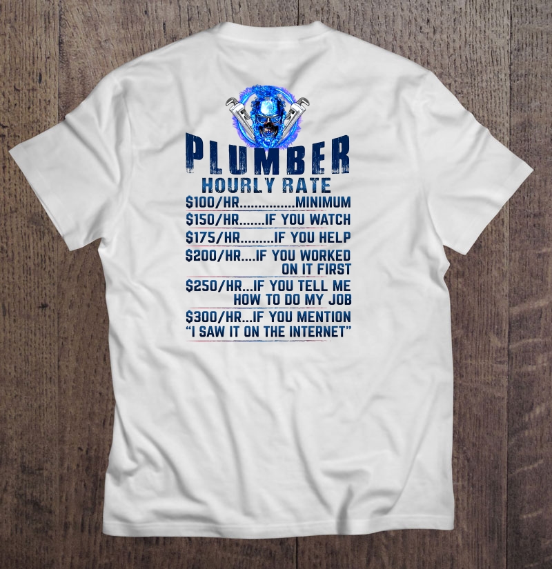 Plumber Hourly Rate Blue Fire Skull Version Shirt