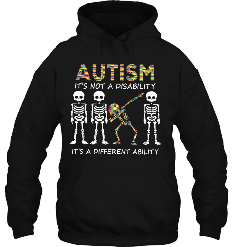 Autism It's Not A Disability It's A Different Ability Dabbing Skeleton Autism Awareness Mugs