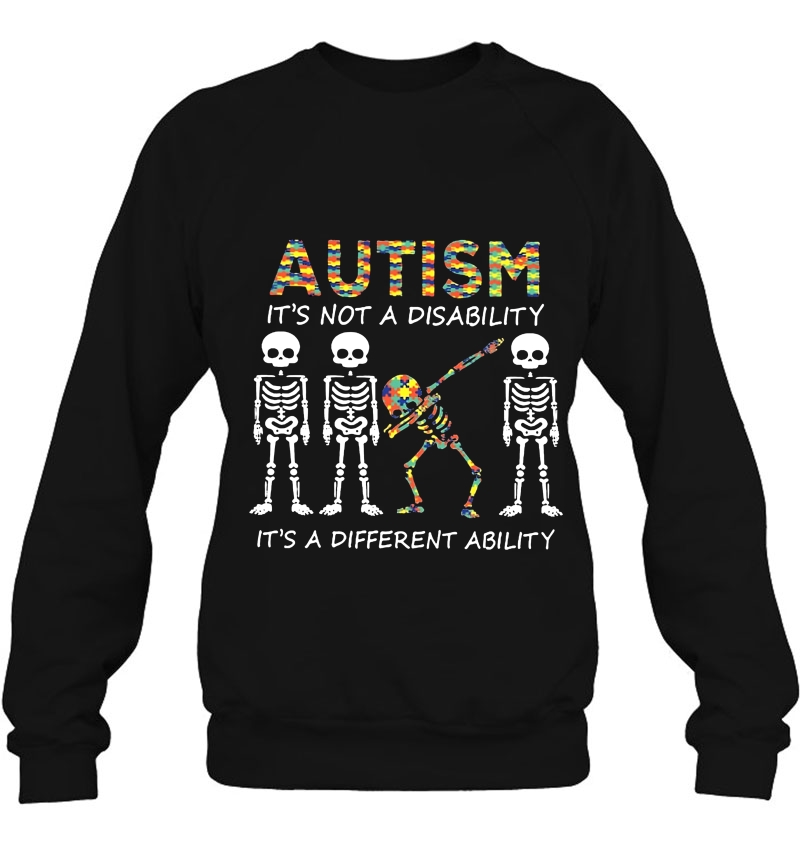 Autism It's Not A Disability It's A Different Ability Dabbing Skeleton Autism Awareness Mugs