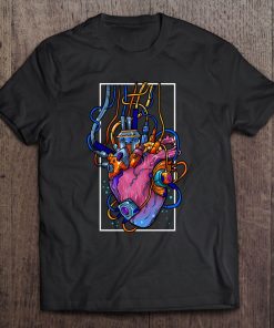 Cyborg Robot Heart Vaporwave Futuristic Cyberpunk Clothing Tee