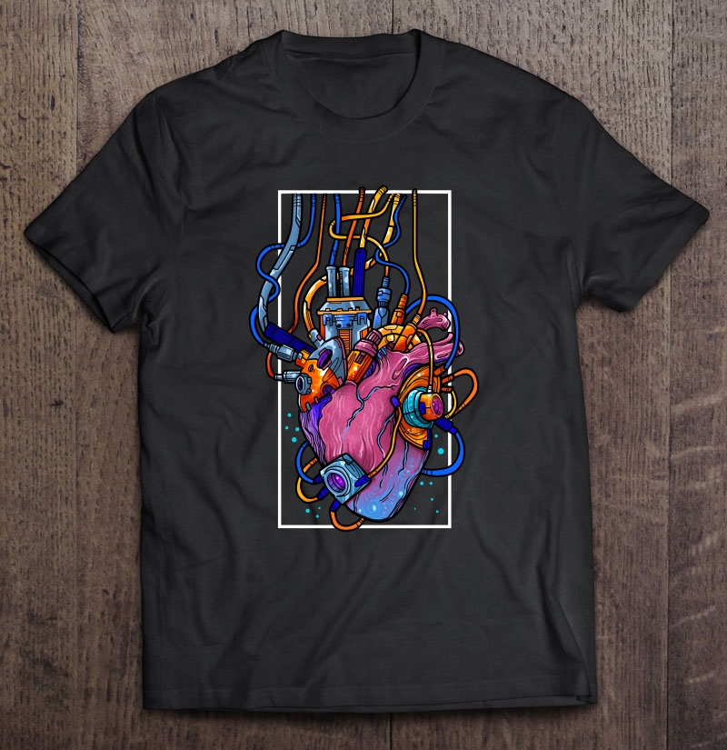 Cyborg Robot Heart Vaporwave Futuristic Cyberpunk Clothing Shirt