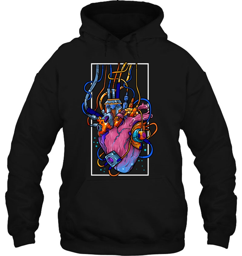 Cyborg Robot Heart Vaporwave Futuristic Cyberpunk Clothing Mugs