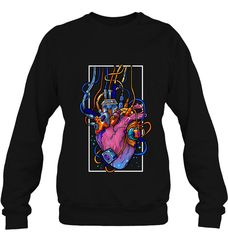 Cyborg Robot Heart Vaporwave Futuristic Cyberpunk Clothing Mugs