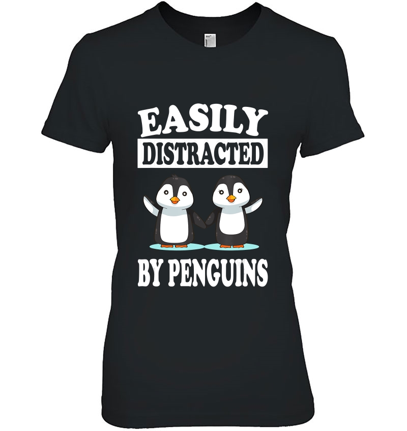 Easily Distracted By Penguins Funny Animal Gift Hoodie