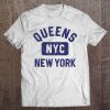 Queens Nyc Gym Style Distressed Navy Blue Print Tee