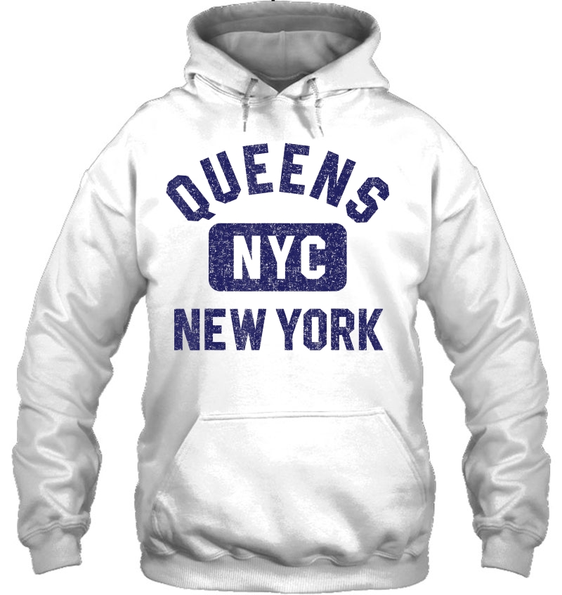 Queens Nyc Gym Style Distressed Navy Blue Print Mugs