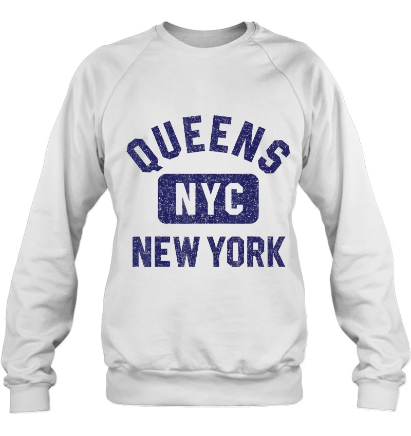 Queens Nyc Gym Style Distressed Navy Blue Print Mugs