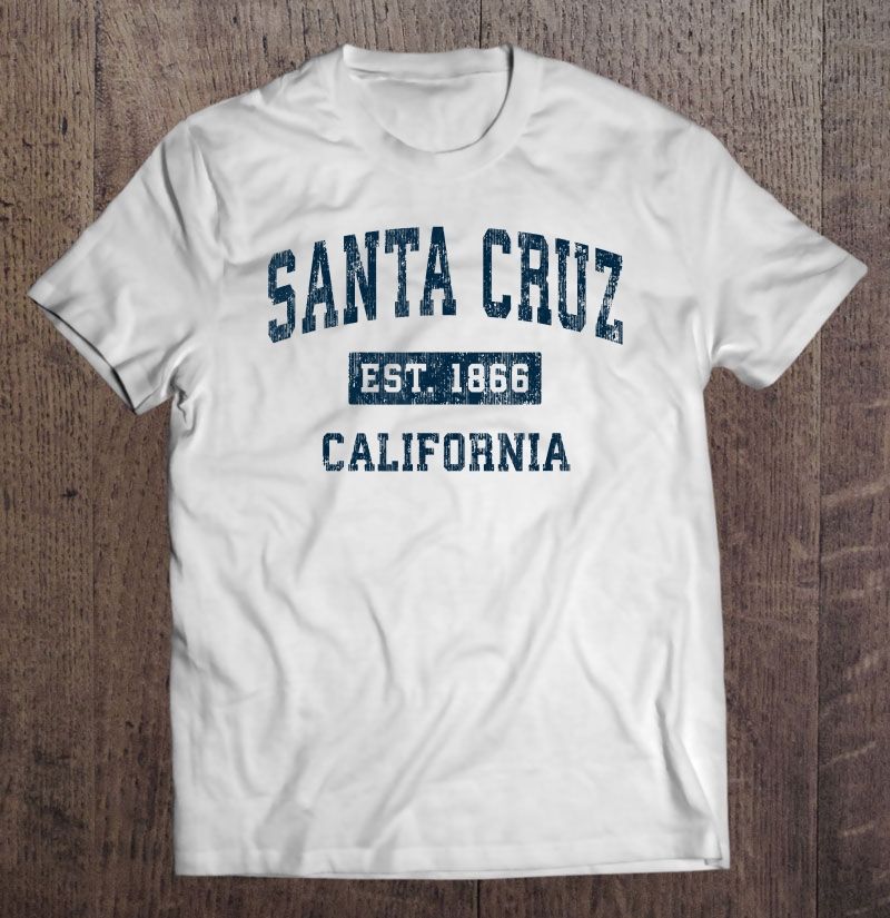 Santa Cruz California Ca Vintage Sports Design Navy Print Shirt