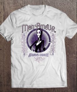 Womens Addams Family Morticia Addams Cara Mia Portrait Logo V-Neck Tee