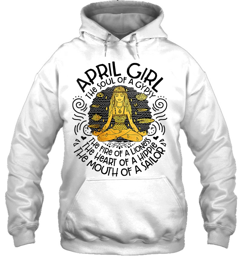 Womens April Girl The Soul Of A Gypsy The Fire Of A Lioness V-Neck Hoodie
