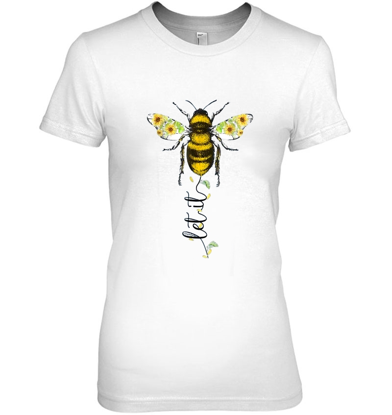 Womens Let It Be With Bee Hippie Flower Zone V-Neck Ladies Tee