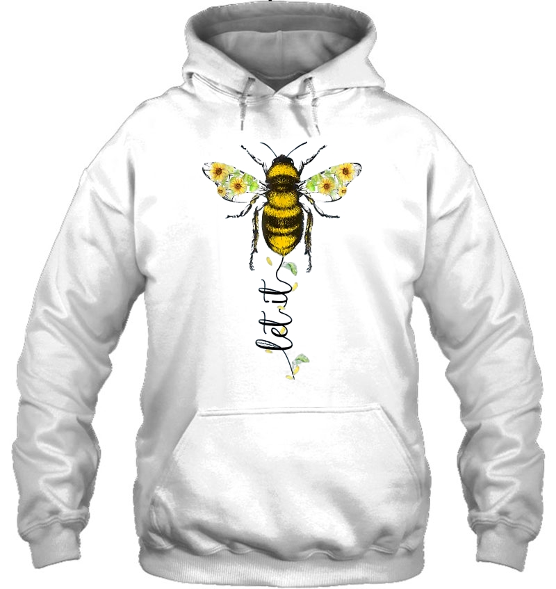 Womens Let It Be With Bee Hippie Flower Zone V-Neck Hoodie