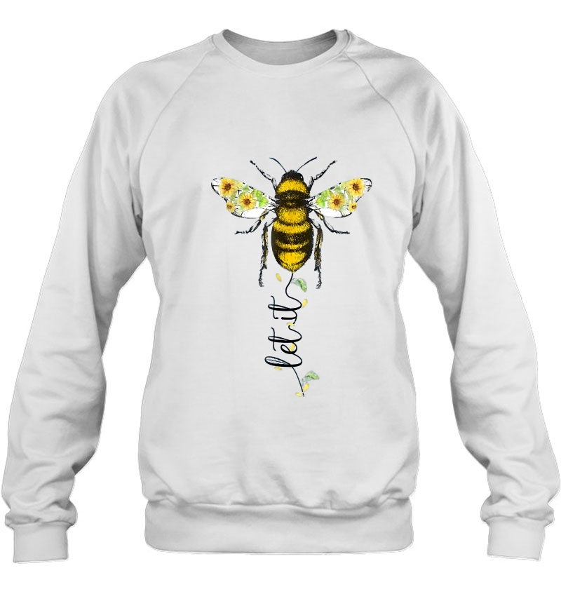 Womens Let It Be With Bee Hippie Flower Zone V-Neck Sweatshirt