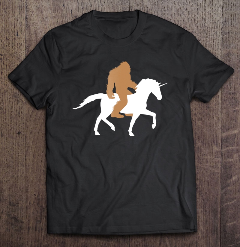 Bigfoot On Unicorn Shirt, Horse Riding Sasquatch Tee Apparel Shirt