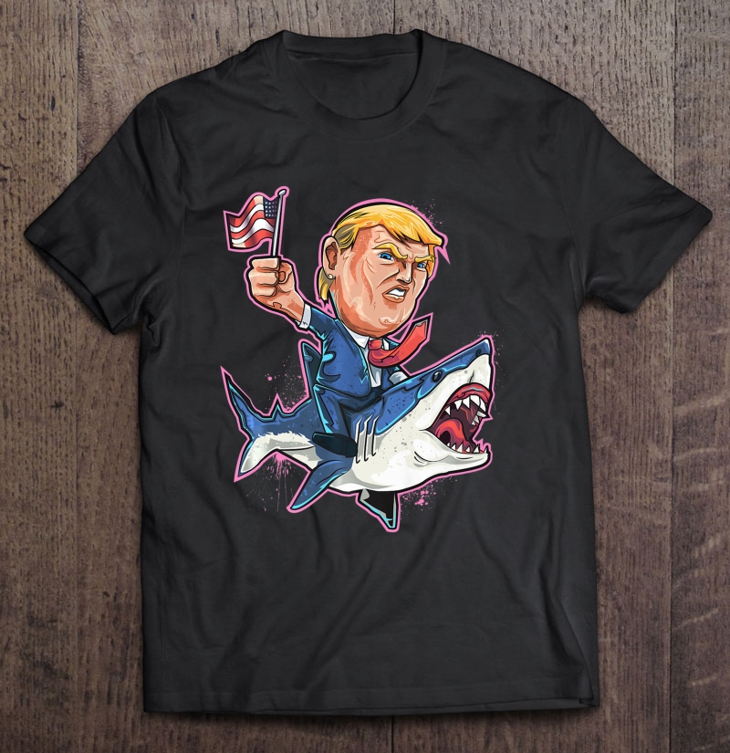 Donald Trump Shirt Shark President 4Th Of July American Flag Shirt