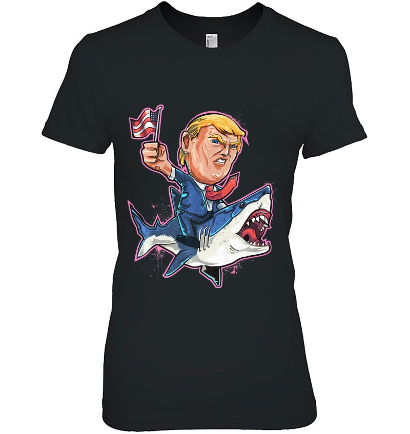 Donald Trump Shirt Shark President 4Th Of July American Flag Hoodie