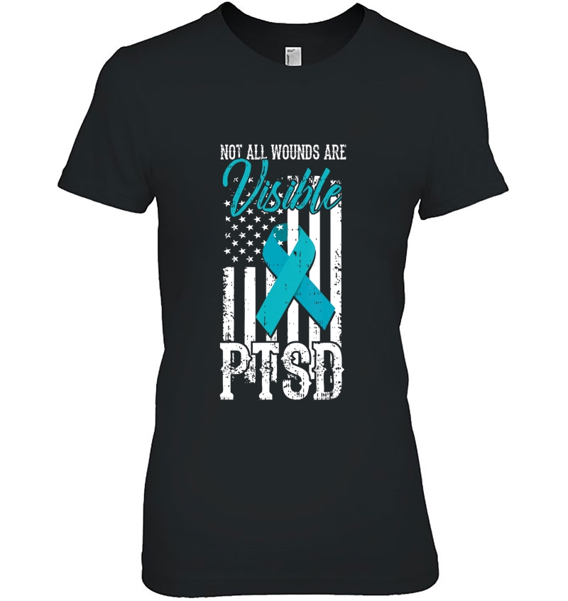 Not All Wounds Visible Teal Ribbon American Flag Gift Hoodie