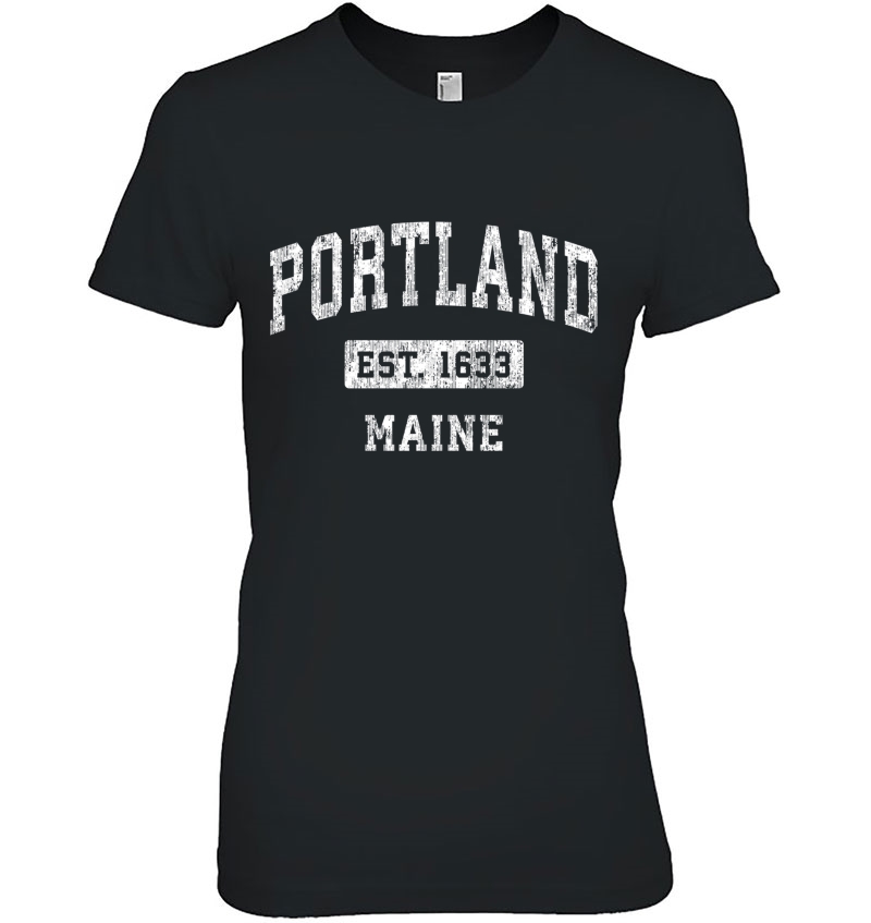 Portland Maine Me Vintage Established Sports Design Hoodie