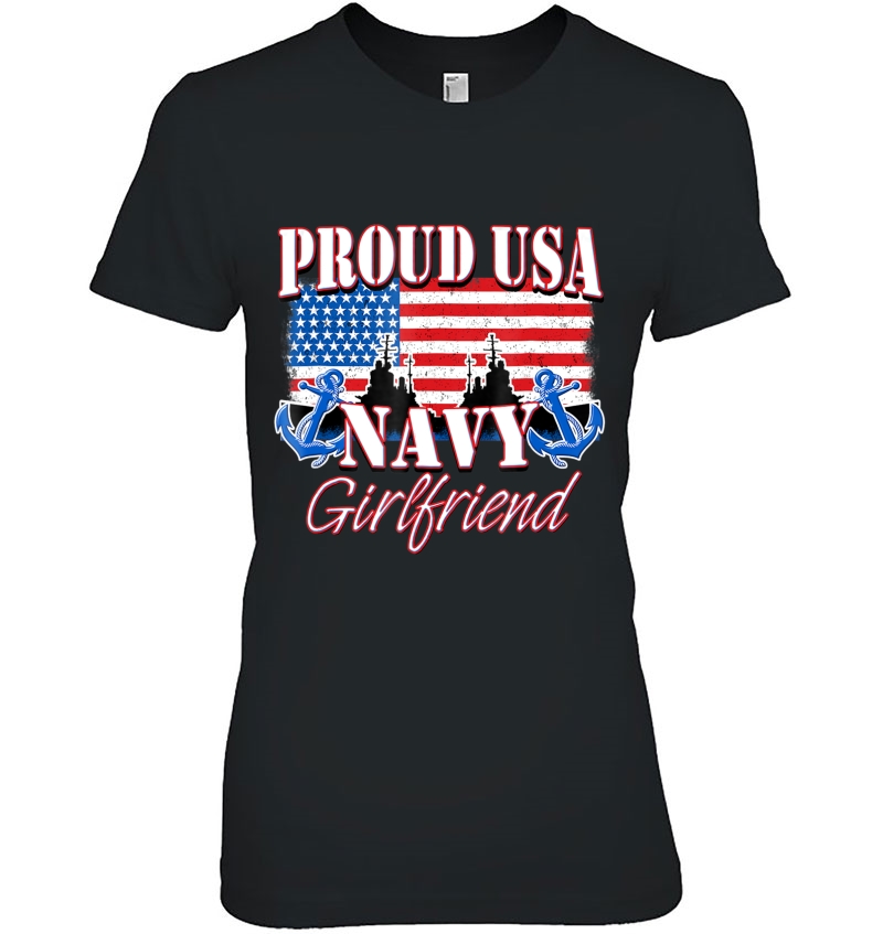 Proud Usa Navy Girlfriend Shirt Patriotic Service Women Hoodie