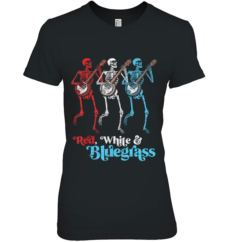 Retro Red White & Bluegrass Dancing Skeletons & Banjos Hoodie