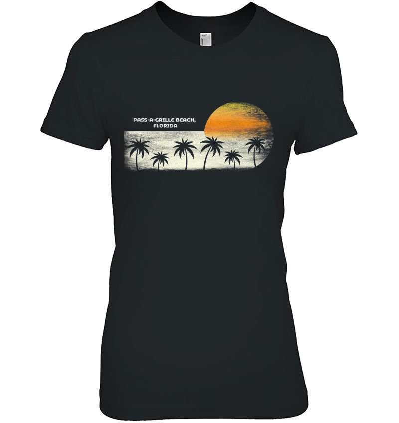 Vintage Pass-A-Grille Beach Fl Ocean Sunset And Palm Trees Premium Hoodie