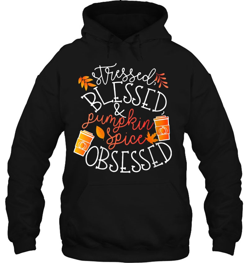 Womens Cute Turkey Day Gift Stressed Blessed Pumpkin Spice Obsessed V-Neck Mugs