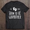 Womens Soon To Be Godmother Est 2020 Foot Print Pregnancy Gift V-Neck Tee