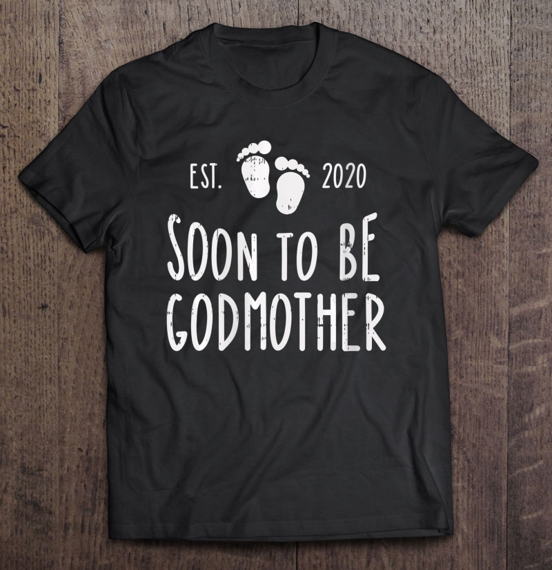 Womens Soon To Be Godmother Est 2020 Foot Print Pregnancy Gift V-Neck Shirt