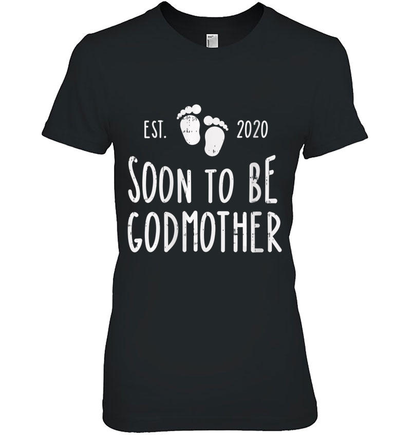 Womens Soon To Be Godmother Est 2020 Foot Print Pregnancy Gift V-Neck Hoodie