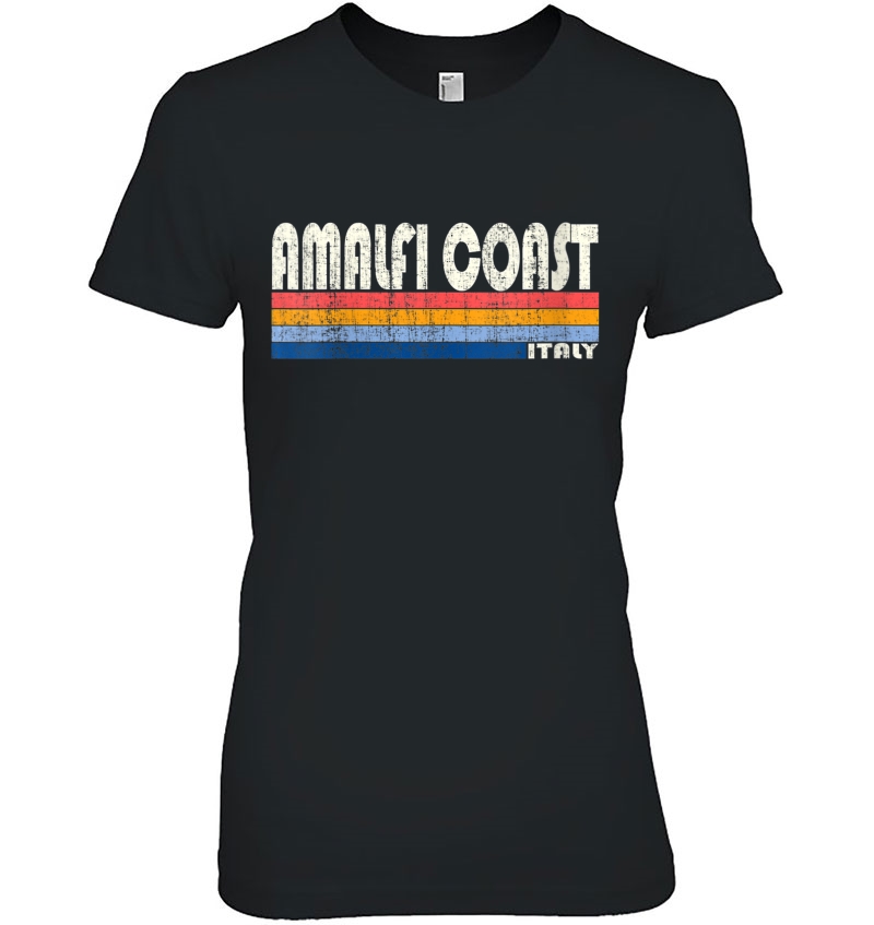 Womens Vintage 70S 80S Style Amalfi Coast, Italy V-Neck Ladies Tee